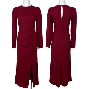 Reformation Celeste Long-Sleeve Midi Dress in Burgundy